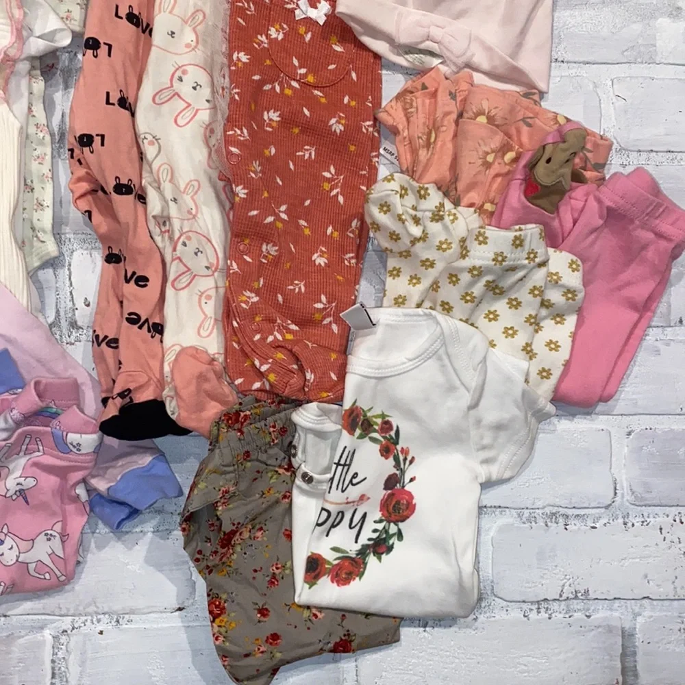 Baby girl 3/6m spring & summer footie onesie bundle!!